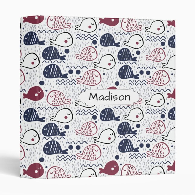 Cute Fish Pattern custom name binders (Front/Spine)