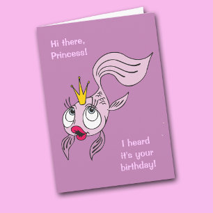 Cute Fish Princess Kid's Birthday Card