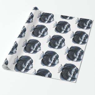 Cute Fish With Eyelashes Tropical Angelfish Wrapping Paper