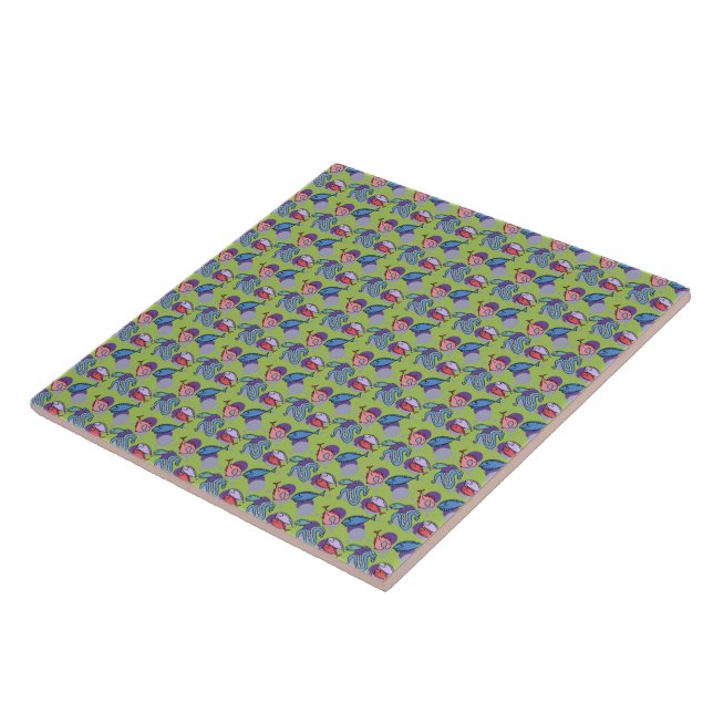 Cute Fishes and Eel Tile (Side)