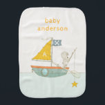 Cute Fishing Bear Star Sailboat Kids Monogram Burp Cloth<br><div class="desc">For any further customisation or any other matching items,  please feel free to contact me at yellowfebstudio@gmail.com</div>