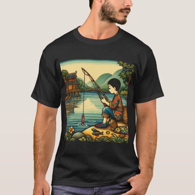Cute fishing boat (circle) T-Shirt (Front)