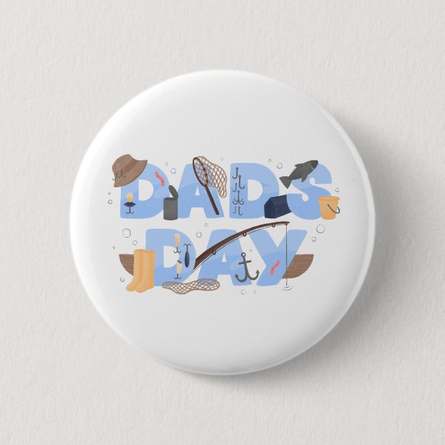 Cute Fishing Lover Father’s Day 2 Inch Round Button (Front)