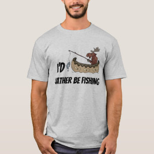 Cute fishing moose add message t-shirt