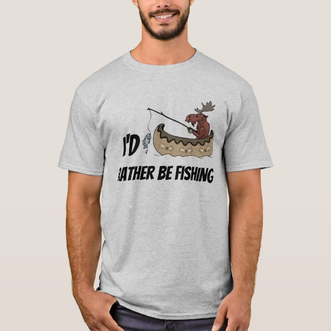 Cute fishing moose add message t-shirt (Front)