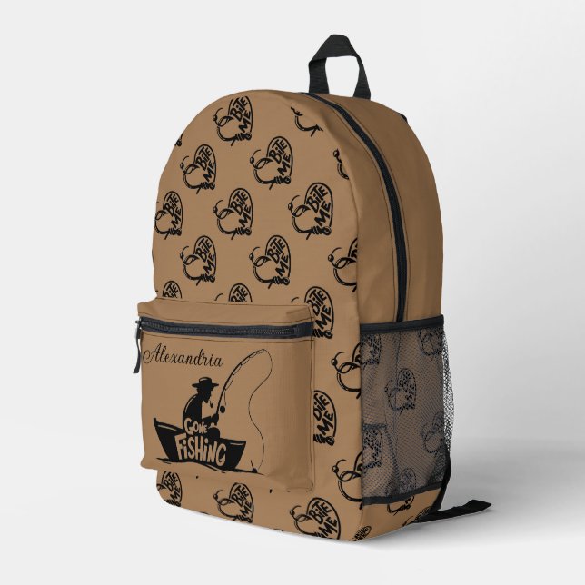 Cute Fishing Personalized  Printed Backpack (Back Corner Right)