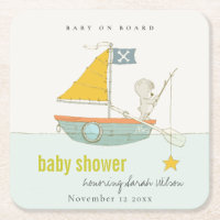 Cute Fishing Teddy Bear Star Sailboat Baby Shower