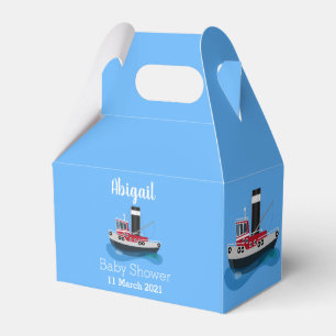 Cute fishing trawler boat cartoon illustration favor box