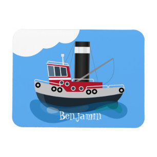 Cute fishing trawler boat cartoon illustration magnet