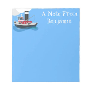 Cute fishing trawler boat cartoon illustration notepad