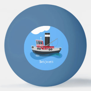 Cute fishing trawler boat cartoon illustration ping pong ball