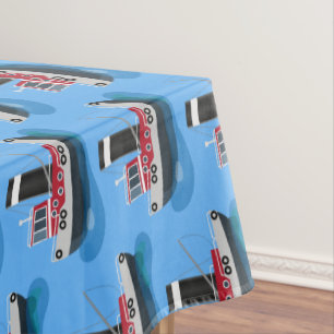 Cute fishing trawler boat cartoon illustration tablecloth