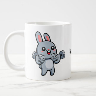 Cute Fitness Bunny Workout Kids Large Coffee Mug