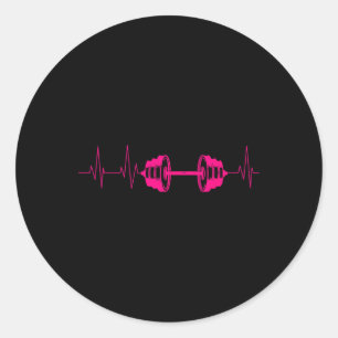 Cute Fitness Lover Gym Workout Heartbeat Designs B Classic Round Sticker