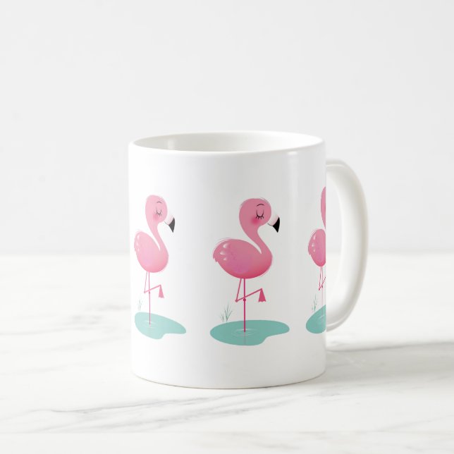 Cute Flamant rose rose Mug (Devant droit)