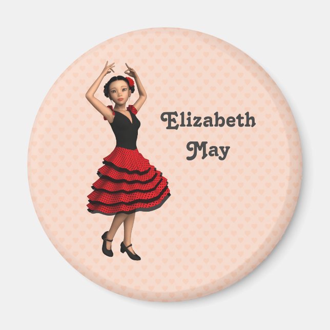 Cute Flamenco Dancer (Personalized) Magnet (Front)