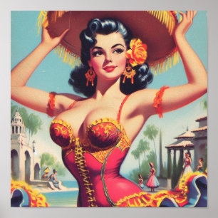 Cute Flamenco Pin-up Poster