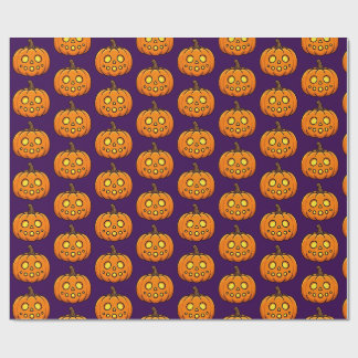 Cute Flaming Pumpkin Halloween Pattern Wrapping  Paper
