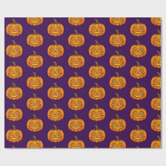 Cute Flaming Pumpkin Halloween Pattern Wrapping  Paper