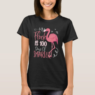 Cute Flamingo 100 Days Smarter  100th Day Of Schoo T-Shirt