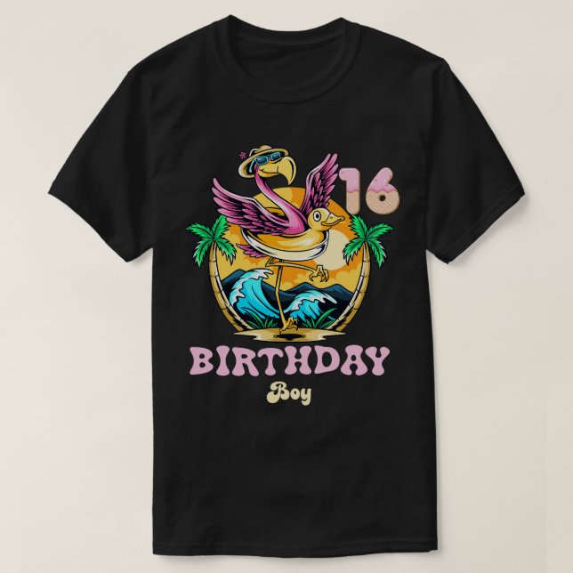 Cute Flamingo 16th Birthday Boy T-Shirt (Design Front)