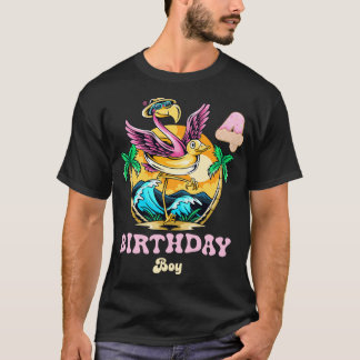 Cute Flamingo 4th Birthday Boy T-Shirt