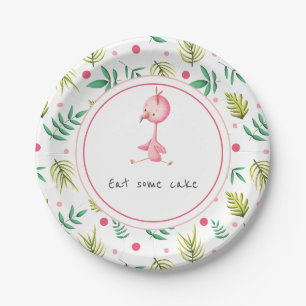 Cute Flamingo Baby Shower Paper Plate