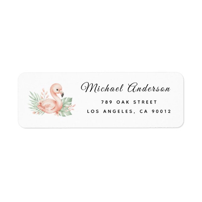  Cute Flamingo Baby Shower Return Address Label (Devant)