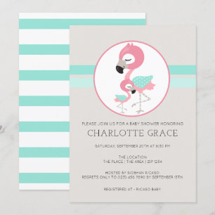 Cute Flamingo Bird Personalized Baby Shower Invitation