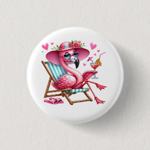 Cute Flamingo clipart 1 Inch Round Button