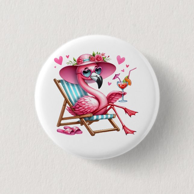 Cute Flamingo clipart 1 Inch Round Button (Front)