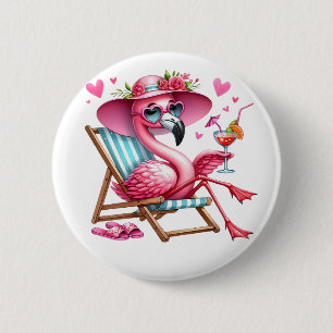 Cute Flamingo clipart 2 Inch Round Button