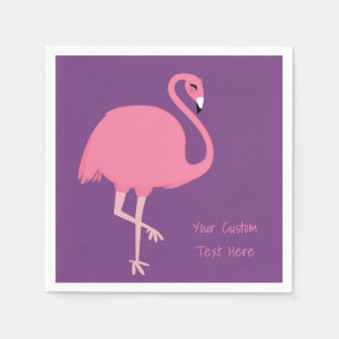 Cute Flamingo custom text paper napkins