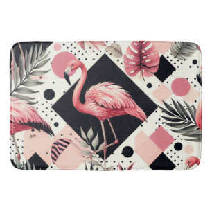 Cute Flamingo Geometric Bath Mat