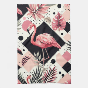 Cute Flamingo Geometric Kitchen Towel