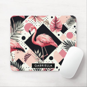 Cute Flamingo Geometric Mouse Pad