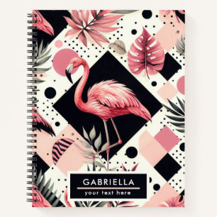 Cute Flamingo Geometric Notebook