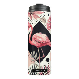 Cute Flamingo Geometric Thermal Tumbler