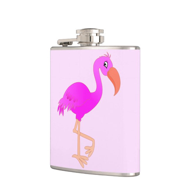 Cute Flamingo - Happy - Hip Flask (Left)