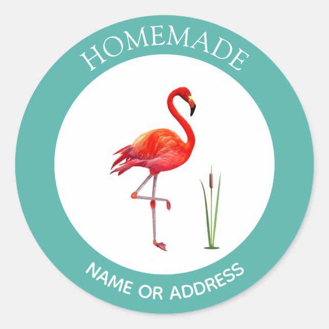 Cute Flamingo Homemade Classic Round Sticker (Front)