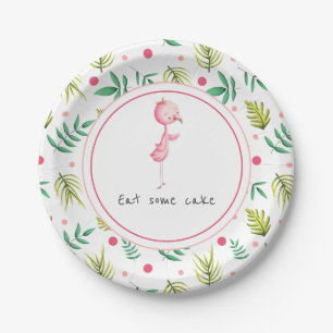 Cute Flamingo Party Paper Plate