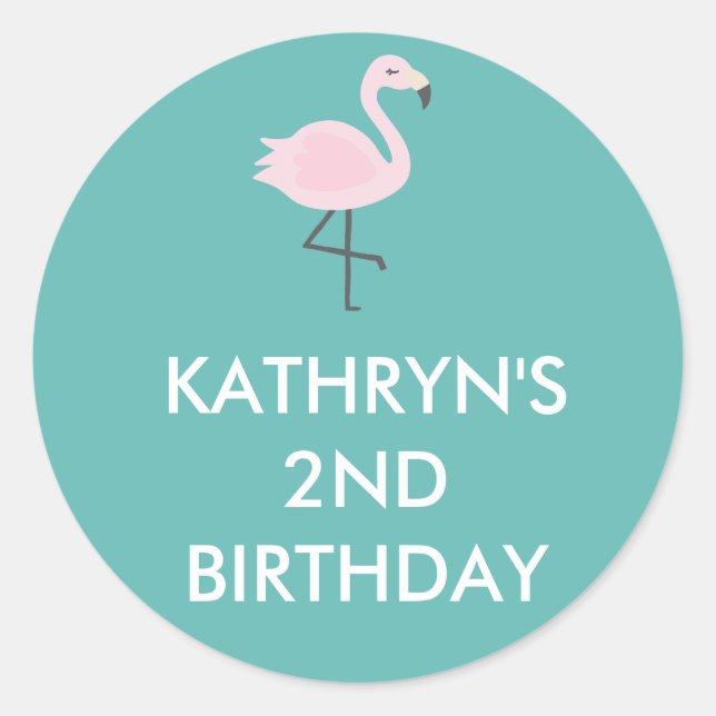 Cute Flamingo Pastel Personalized Sticker (Front)