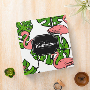 Cute Flamingo Pattern Binder