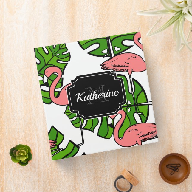 Cute Flamingo Pattern Binder (In Situ)