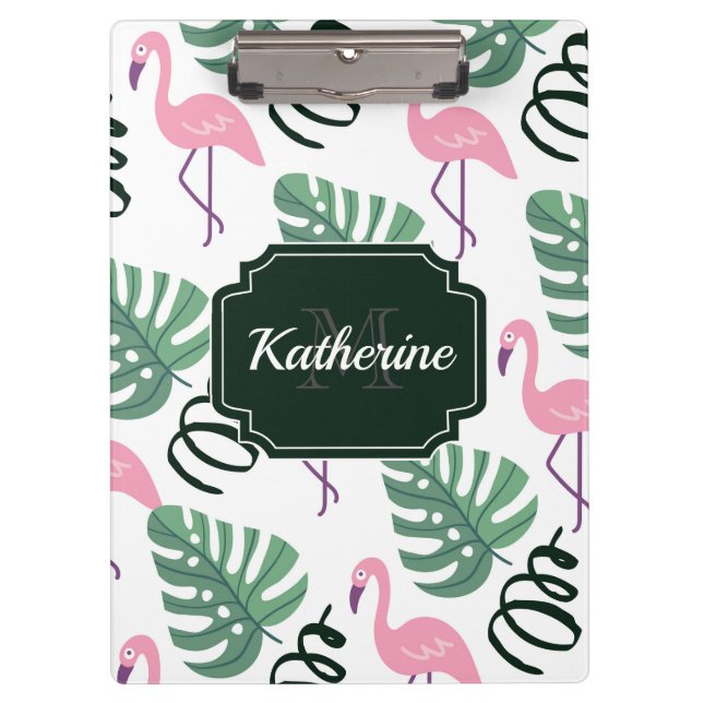 Cute Flamingo Pattern Clipboard (Front)