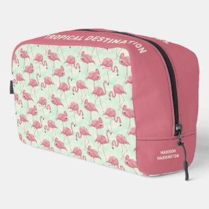 Cute Flamingo pattern custom name & text Dopp Kit