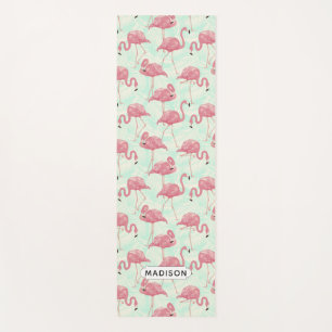 Cute Flamingo pattern custom name yoga mat