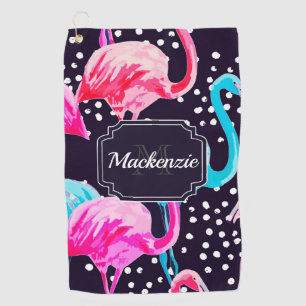 Cute Flamingo Pattern Golf Towel
