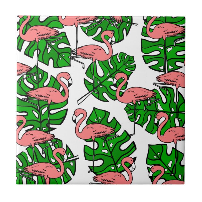 Cute Flamingo Pattern Tile (Front)