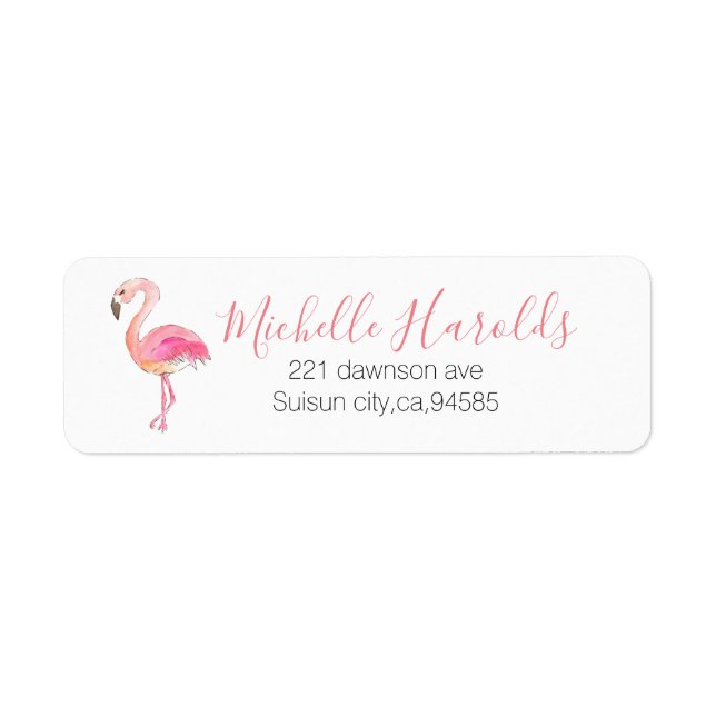 Cute flamingo pink chic return label (Front)